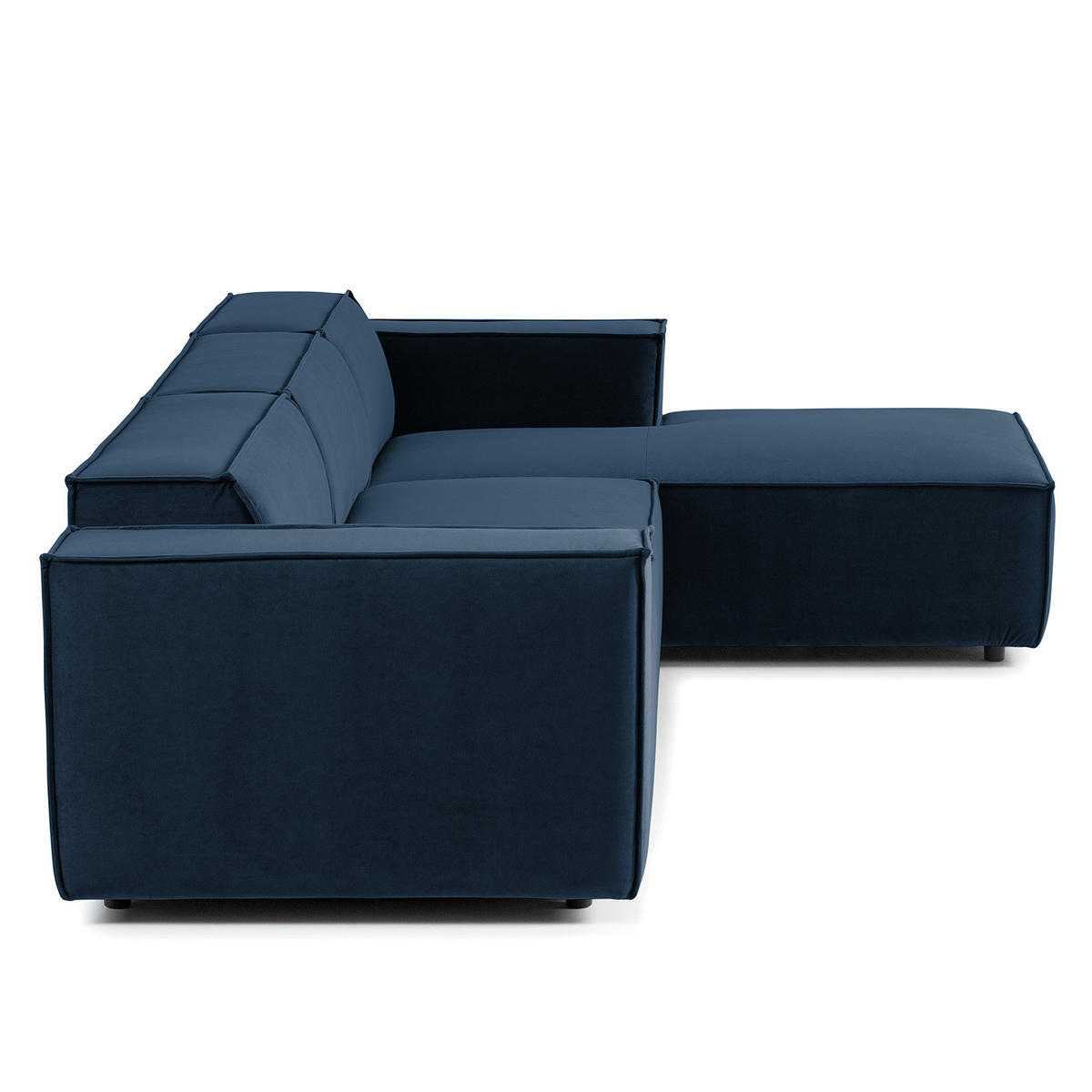 ECKSOFA mit Longchair - Schwarz/Dunkelblau, Kunststoff/Textil (294/177cm) - home24