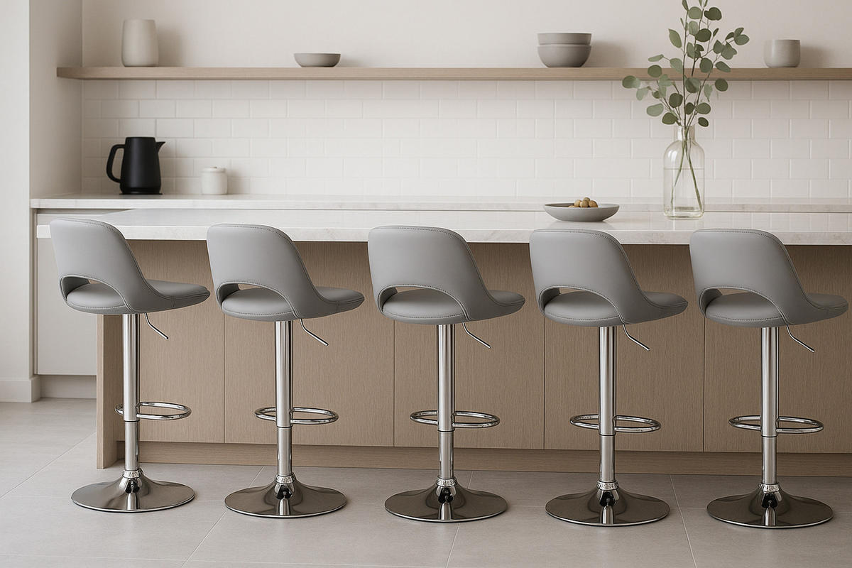 BARHOCKER Campus Kunstleder chrom grau - Chromfarben/Grau, Kunststoff/Metall (42/107/46cm) - TPFLiving