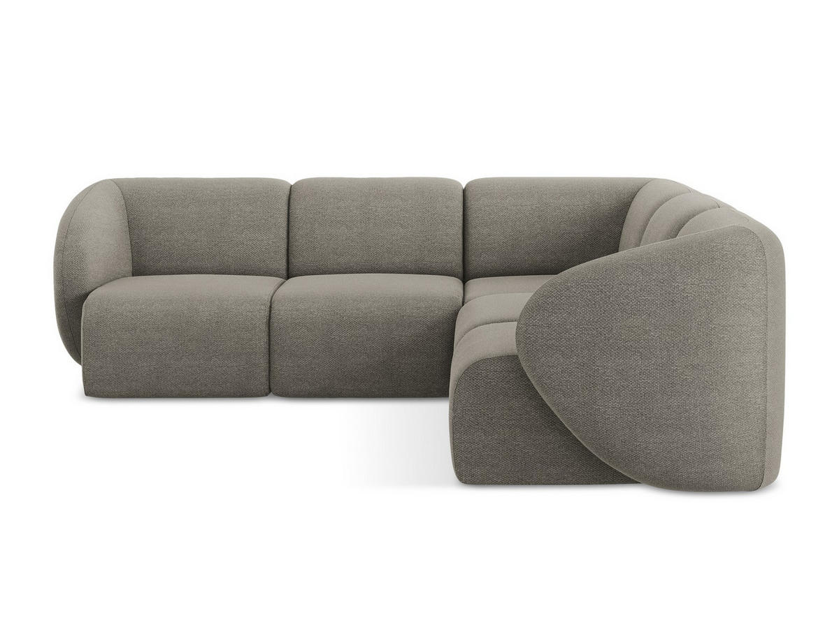 ECKSOFA Bouclé Stoff Grau - Schwarz/Grau, Holzwerkstoff/Kunststoff (251/251cm) - Makamii