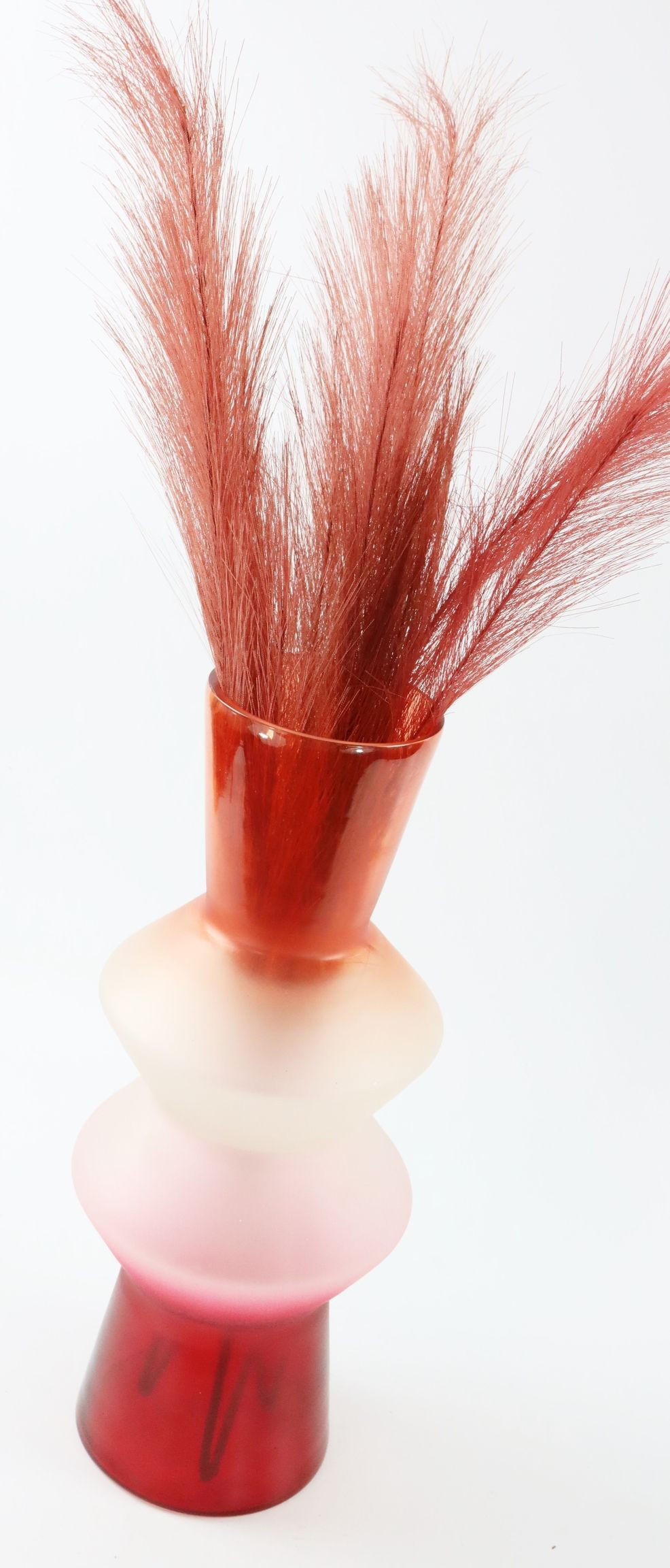 VASE Multicolor rot, orange und weiß - Orange, Glas (38cm) - FURNARO