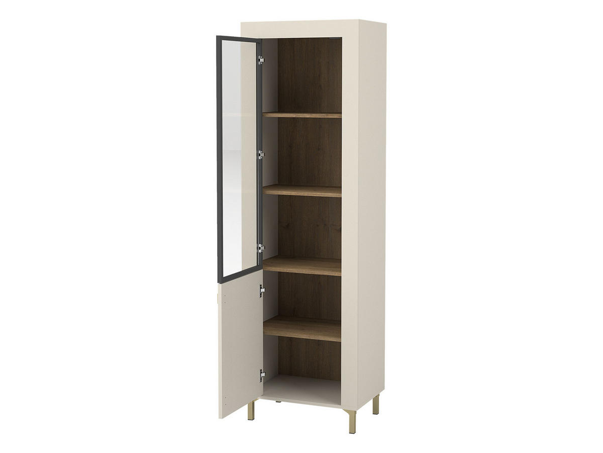 VITRINE Mossa MO03 mit LED Beleuchtung - Schwarz/Weiß, Holzwerkstoff/Kunststoff (60/194/40cm) - MIRJAN24