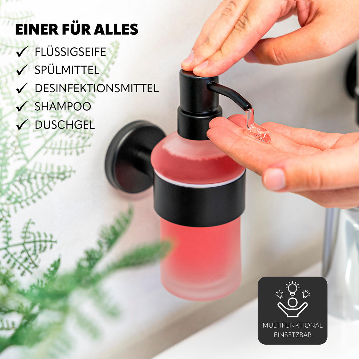 SEIFENSPENDER PIAZZA BLACK, schwarz - Schwarz, Kunststoff (7/18/11cm) - bremermann