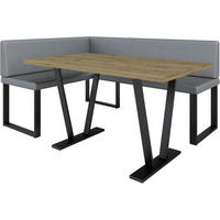 ECKBANKGRUPPE Alina - Kunstleder - 128 x 168 cm - Links - Grau - Grau, Leder/Metall (168/87/128cm) - AN-Moebel 4u