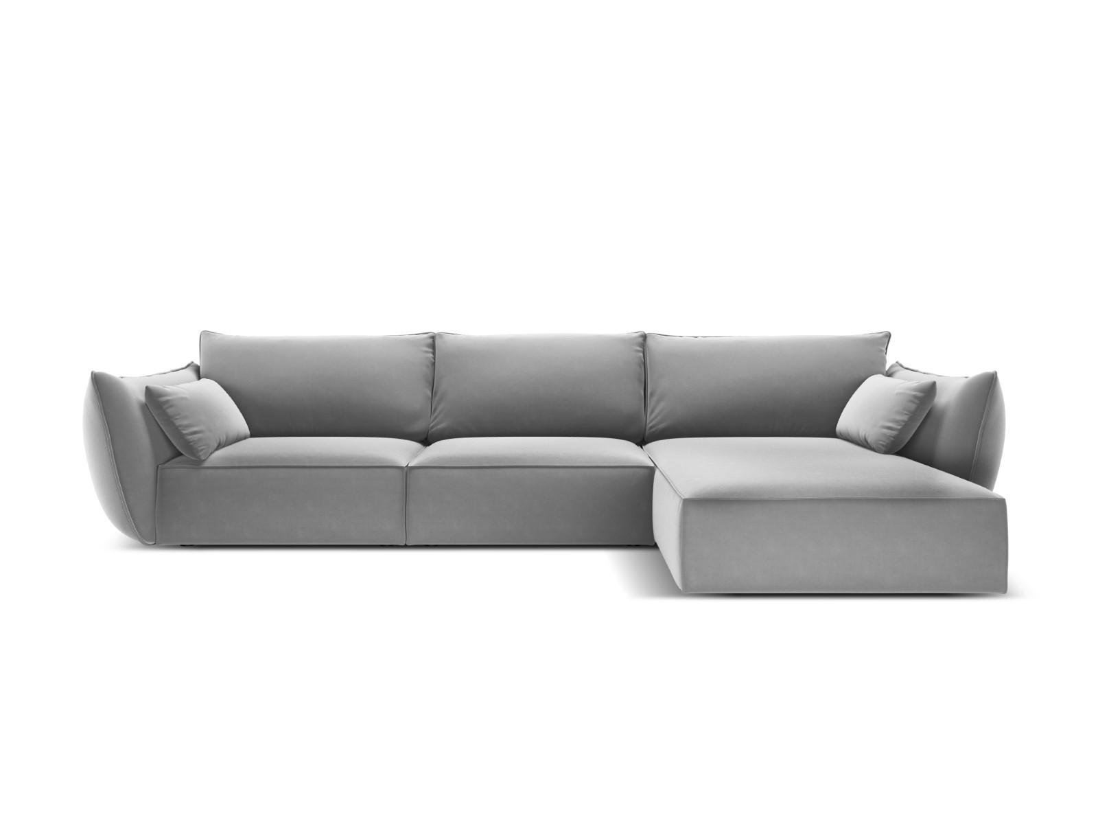 ECKSOFA rechts Kaelle aus Samt grau 4 Sitzplätze - Grau, Textil (171/308cm) - Micadoni