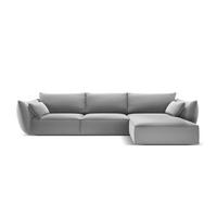 ECKSOFA rechts Kaelle aus Samt grau 4 Sitzplätze - Grau, Textil (171/308cm) - Micadoni