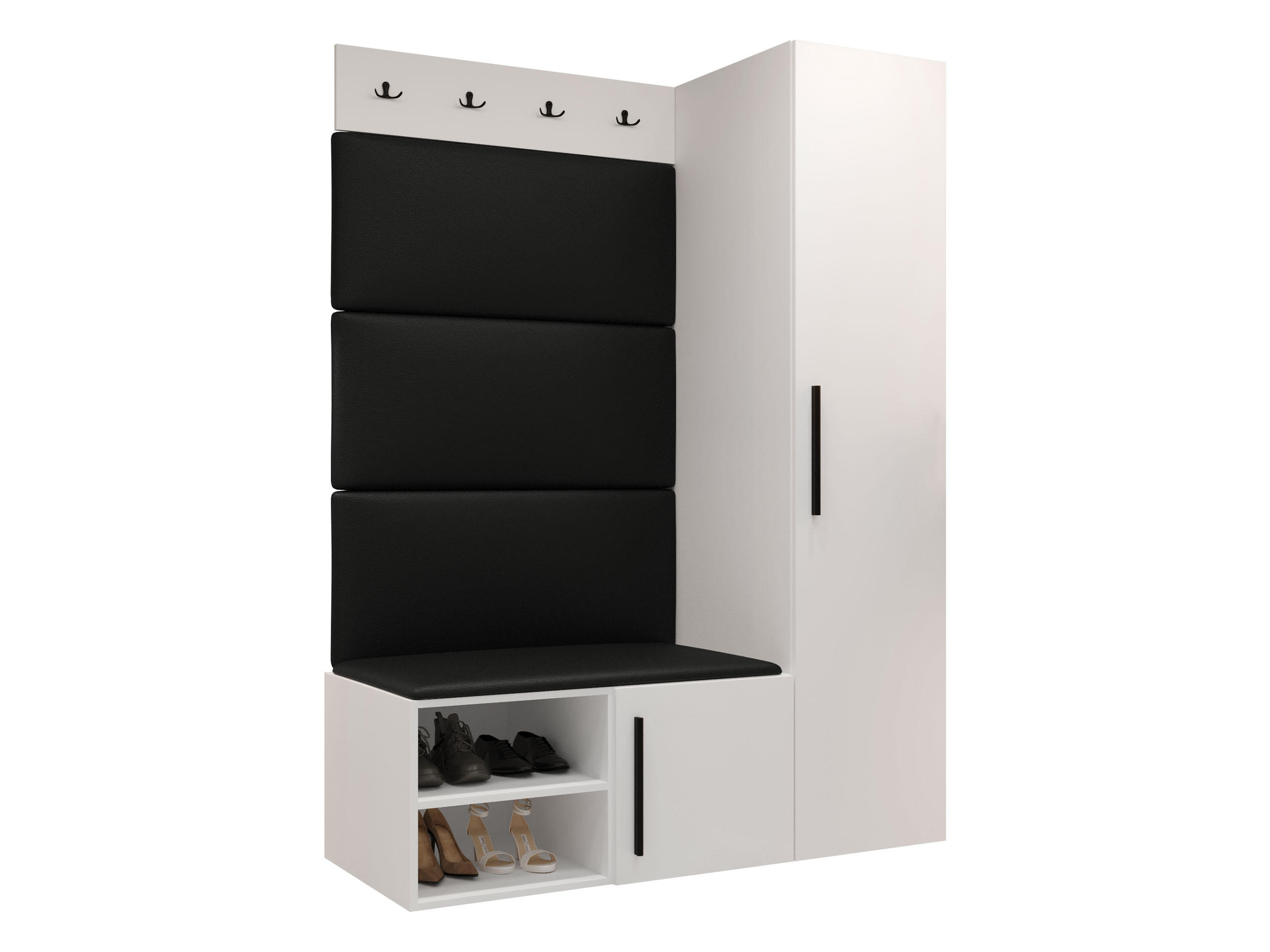 GARDEROBEN-SET Medi II - Schwarz/Weiß, Holzwerkstoff/Kunststoff (40/191/50cm) - MIRJAN24