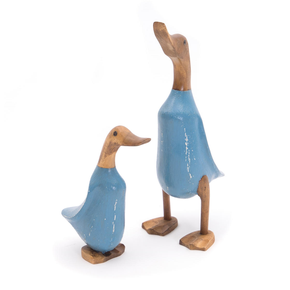 FIGUREN-SET Duck 2-teilig Massivholz, Ente in 2 verschiedenen Größen blau - Blau, Holz (20/33/14cm) - DESIGN DELIGHTS