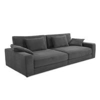 BIG-SOFA mit Federkern B290/T135/H90 cm extratief, Liegefläche 122x240 cm, Cord Dunkelgrau / 15249 - Dunkelgrau/Schwarz, Kunststoff/Textil (290/90/135cm) - luma-home