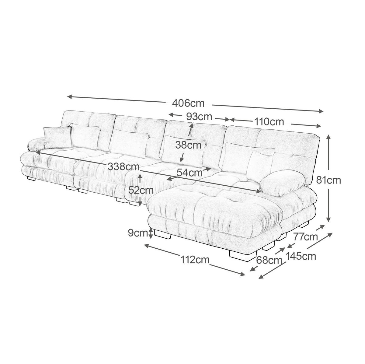 ECKSOFA modular mit beweglichem Ottoman, DIY-Kombination und Chenille-Bezug, Grau - Grau, Textil (406/145cm) - Redom