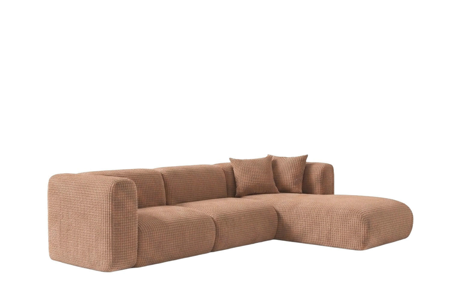 ECKSOFA L-Form, Chenille-Stoff Cremona, Hellbraun, Rechts, GRETA - Hellbraun, Holz (318/179cm) - Kaiser Möbel