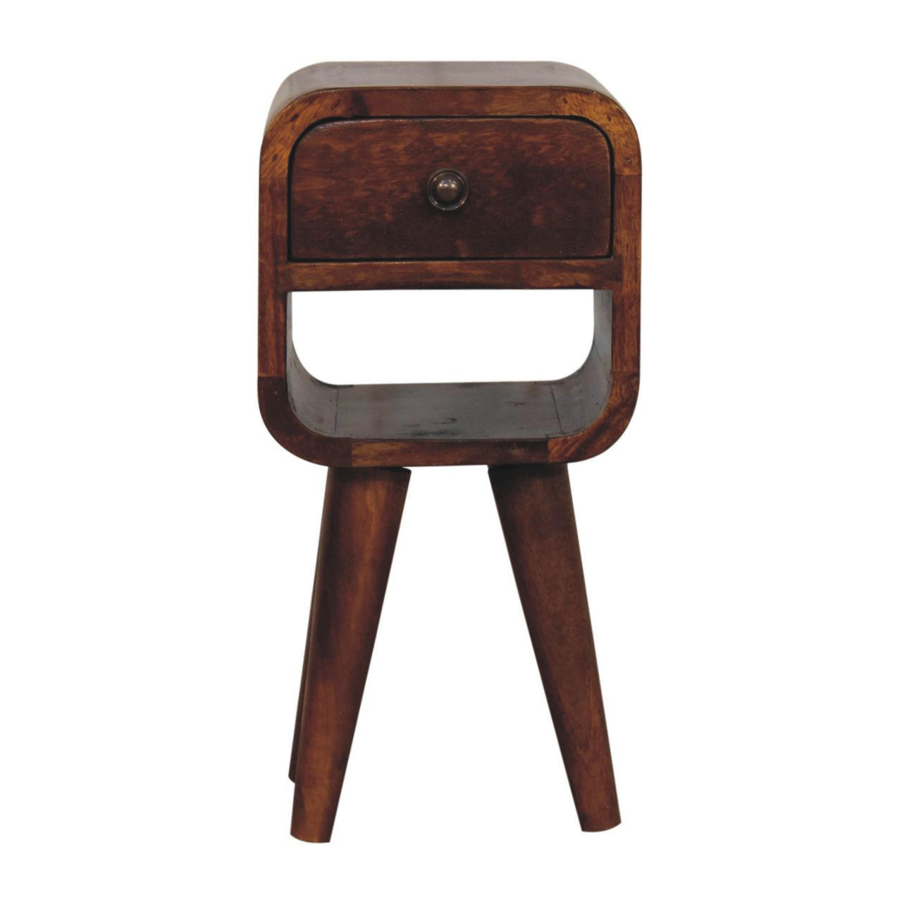 NACHTTISCH Extra Mini Curve Lower, 1 Schublade ,1 Offenes Regal, Braun - Messingfarben/Braun, Mangoholz/Holz (20/40/20cm) - Artisan Furniture