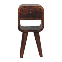 NACHTTISCH Extra Mini Curve Lower, 1 Schublade ,1 Offenes Regal, Braun - Messingfarben/Braun, Mangoholz/Holz (20/40/20cm) - Artisan Furniture