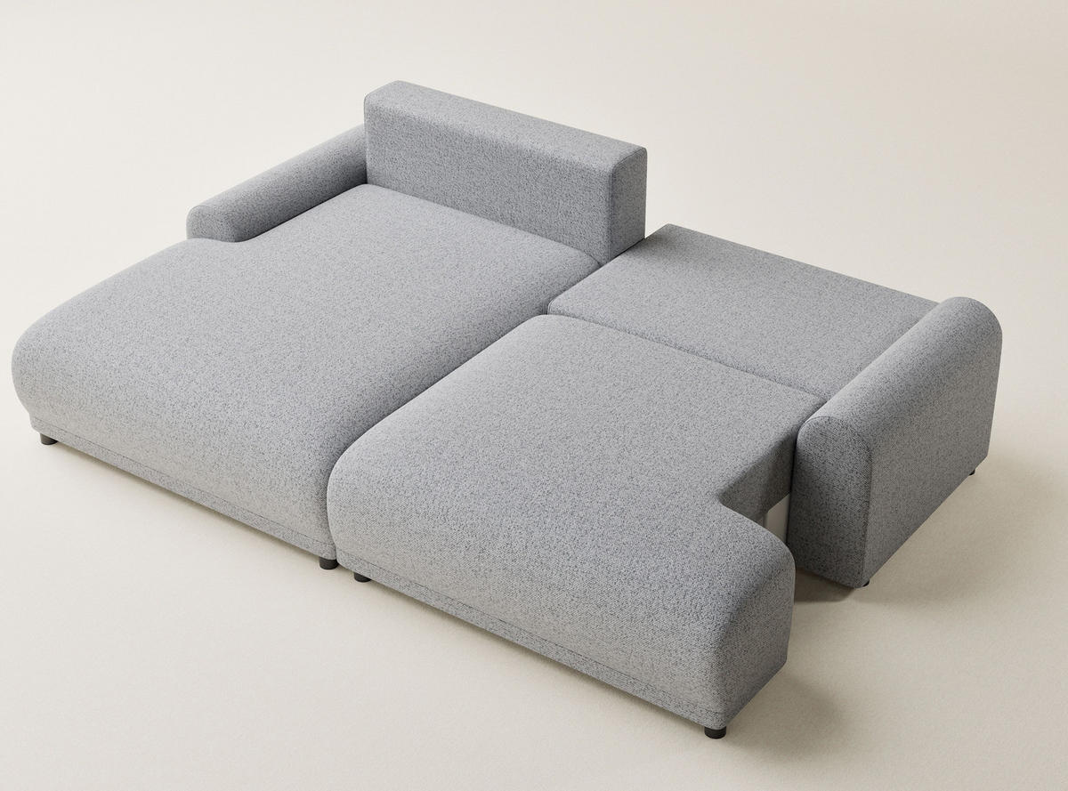 ECKSOFA MIT SCHLAFFUNKTION Tallin Hellgrau Webstoff - Links Seite - Hellgrau/Schwarz, Holz/Holzwerkstoff (145/240cm) - Maison de Reve