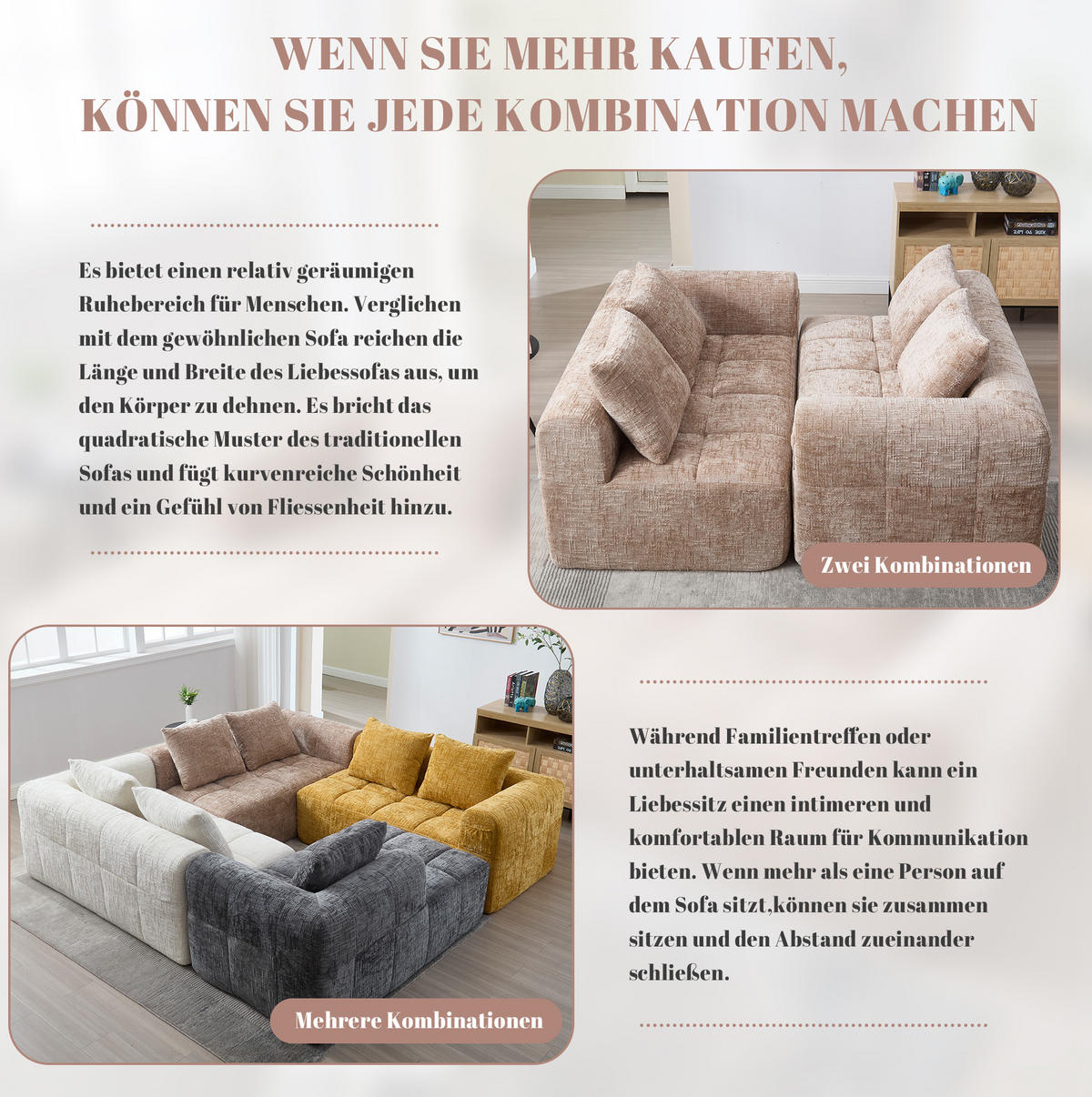 2-SITZER-SOFA 158/90/60 cm khaki aus Chenille mit Seitentaschen - Sandfarben, Textil (60/158/90cm) - Modenvie