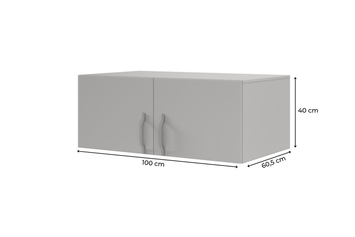AUFSATZSCHRANK BRISSO BRN3 100/40/60,5 cm in Platingrau mit Metallgriffen - Grau, Holzwerkstoff/Metall (100/40/61cm) - Deine Möbel 24