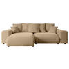 ECKSOFA mit Schlaffunktion und Bettkasten ESKAR-L 256x165x84cm Beige Velours - Beige/Schwarz, Holzwerkstoff/Kunststoff (165/256cm) - ALTDECOR