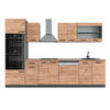 KÜCHENZEILE R-Line Goldkraft Eiche/Anthrazit 300 cm mit Hochschrank AP Eiche - Honigeiche/Anthrazit, Holzwerkstoff (300/81.6/60cm) - Vicco