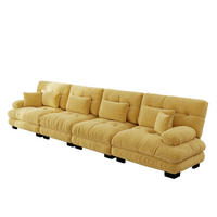 SCHLAFSOFA 4-Sitzer aus Chenille mit Tiefsitz, Gelb - Gelb, Textil (406/81/77cm)