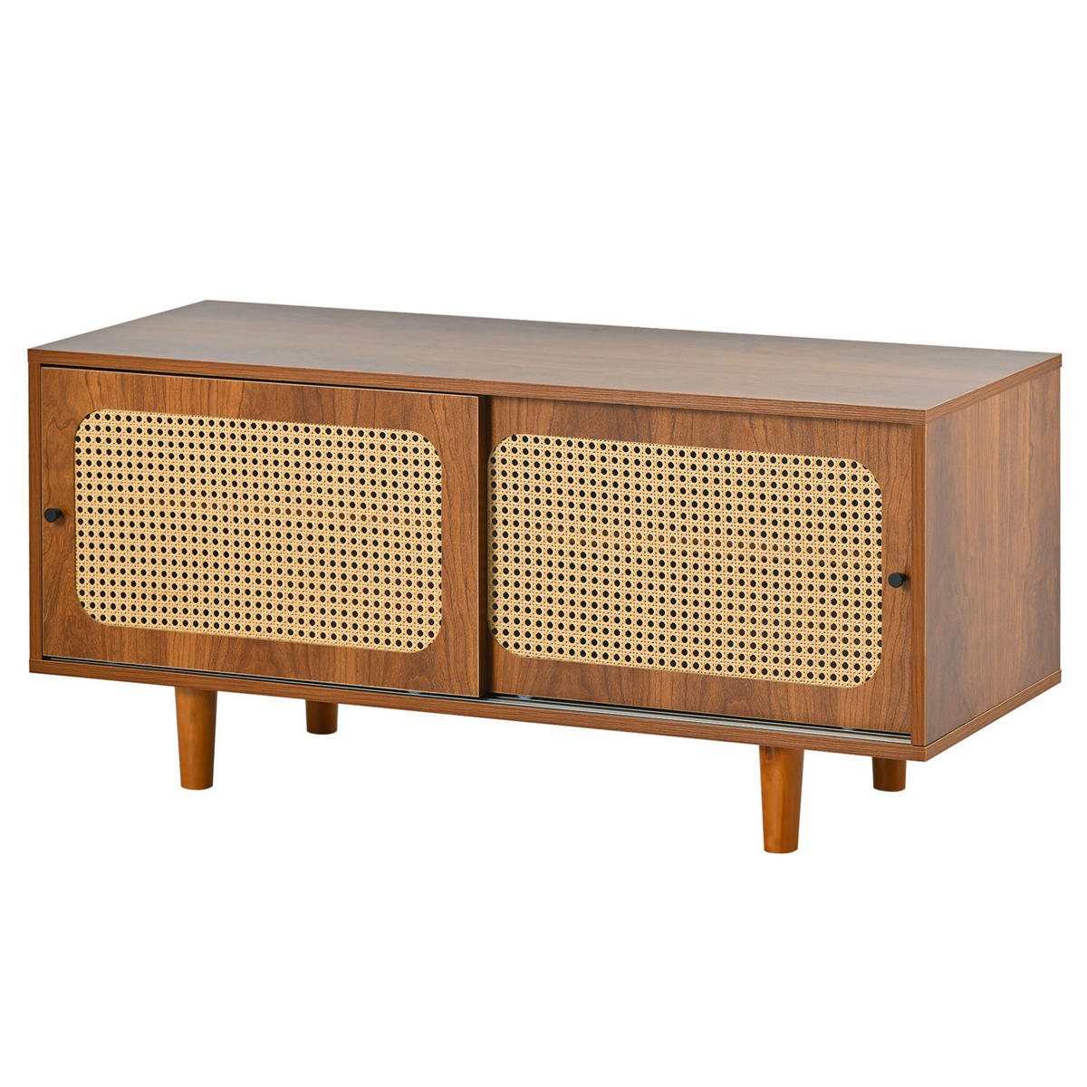 SCHUHSCHRANK-SET 2-teilig (Rattan-Kommode und Schuhschrank), 104/40/48 cm (Standardmaß), Rattan/Spanplatte, Walnuss - Walnussfarben, Holzwerkstoff (40/48/104cm) - Redom