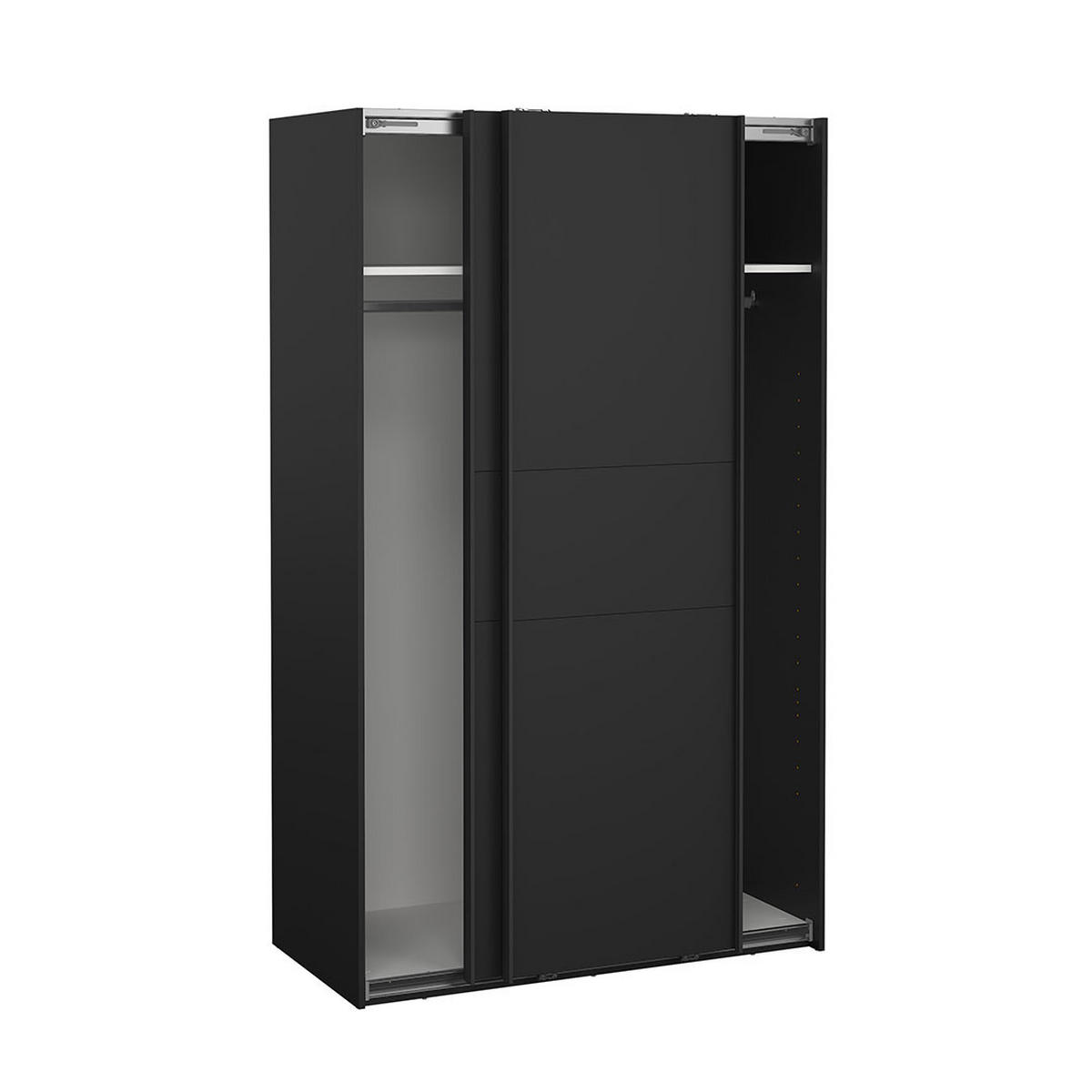 SCHIEBETÜRENSCHRANK, Como, Schwarz, Holzwerkstoff, 119 x 67 x 201 cm - Schwarz, Holzwerkstoff (119/201/67cm) - ebuy24