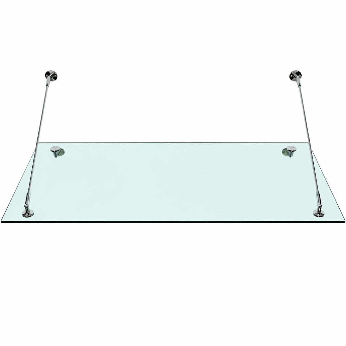 GLASVORDACH 150x90 cm Sicherheitsglas Edelstahl Satiniert Str-Silber - Weiß, Glas (150/1.31/90cm) -  Glaswerk Westfalen