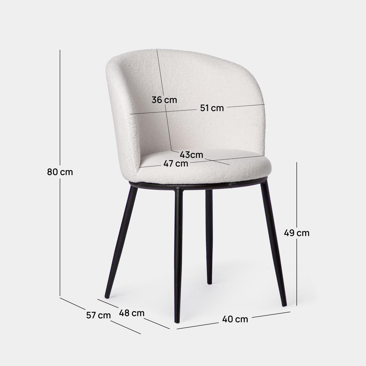 ESSZIMMERSTUHL Nolan Weiß 51 cm x 80 cm 2er-Set - Weiß, Textil (51/80/57cm) - Klast Home