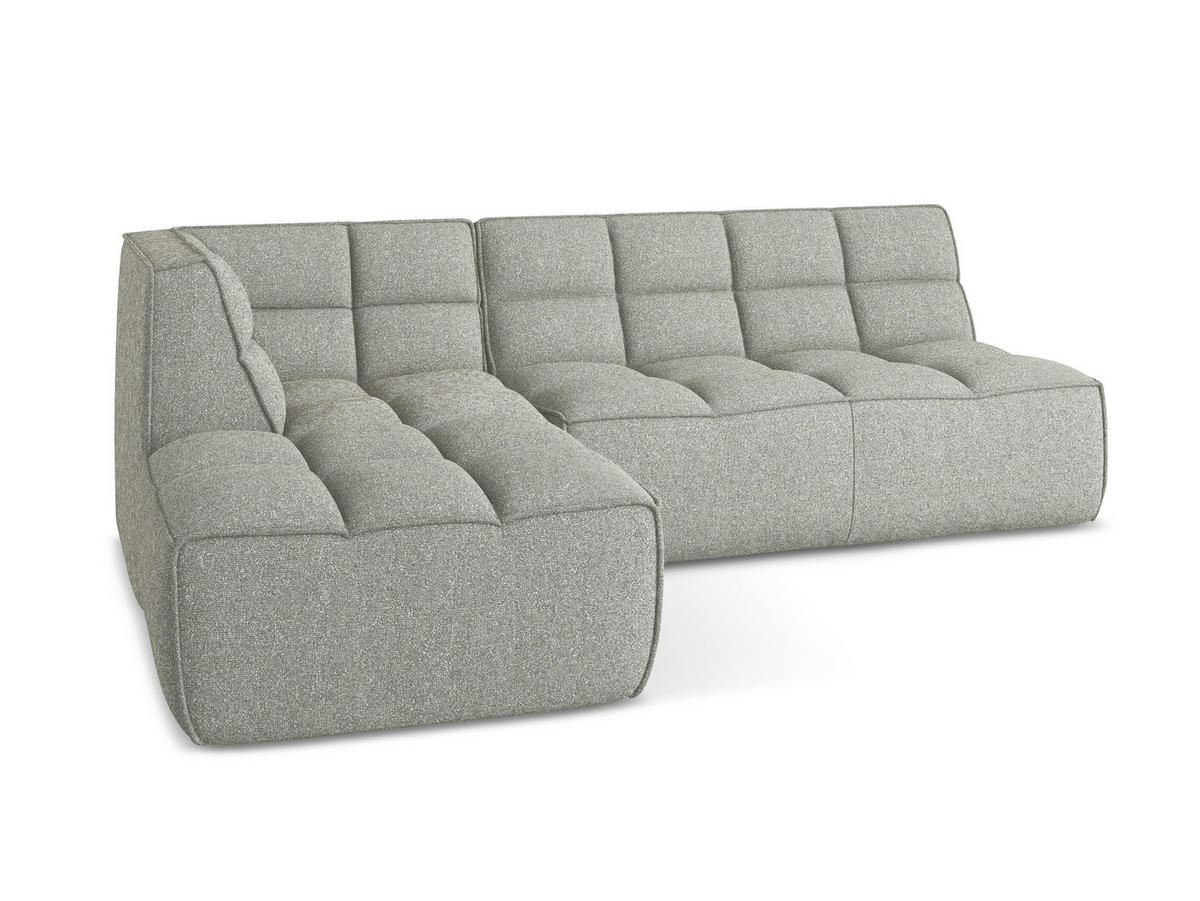 ECKSOFA Beidseitig Strukturstoff Stoff Grau - Hellgrau/Schwarz, Kunststoff/Textil (258/178cm) - Makamii