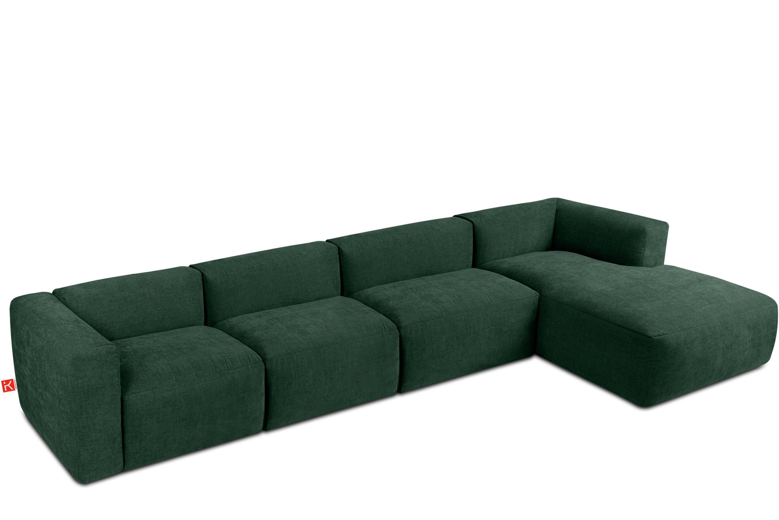 ECKMODULSOFA-RECHTS BUFFO 6-Sitzer mit extrem weicher Sitzfläche, Gewebestoff, marine - Blau/Grün, Textil (377/180cm) - KONSIMO®