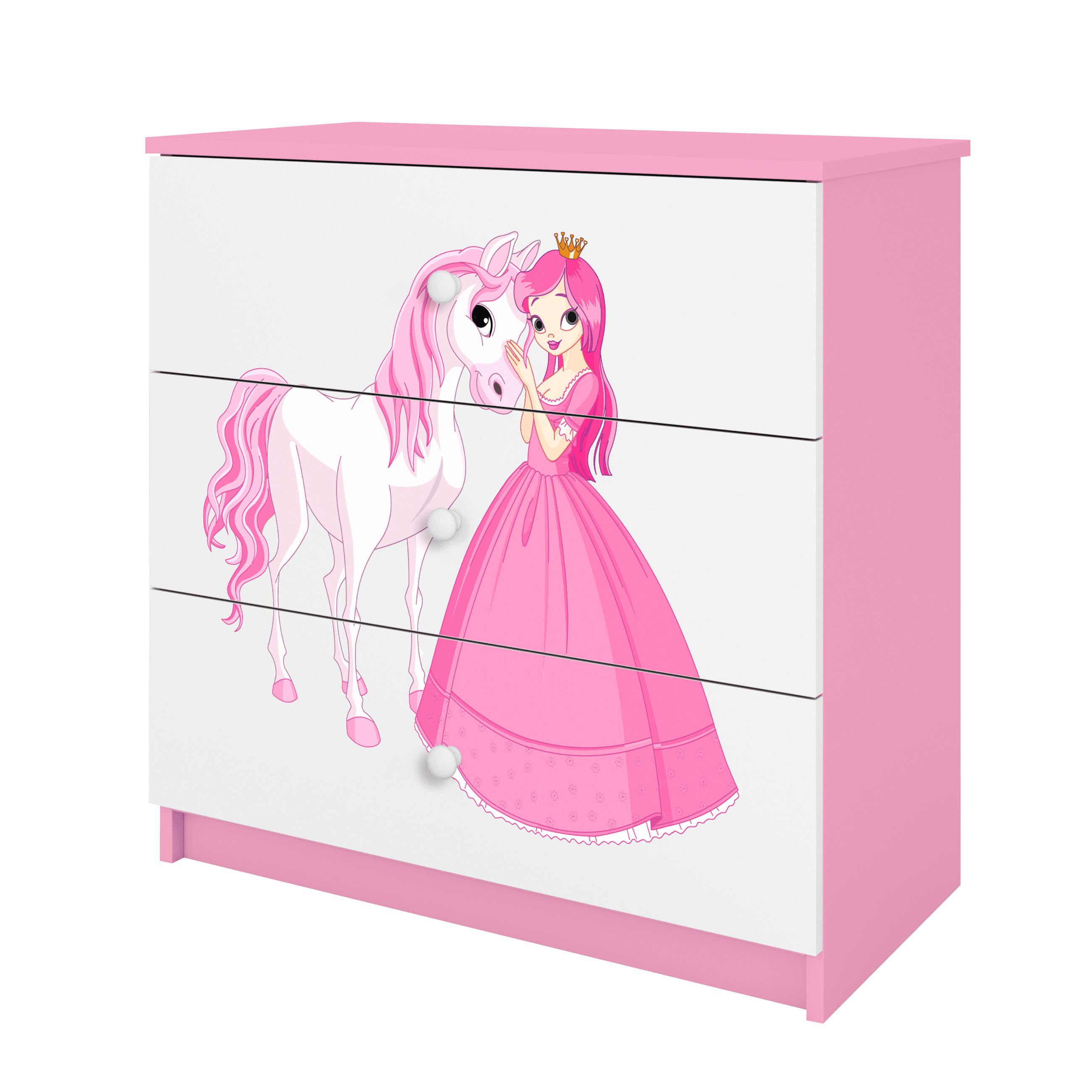 KOMMODE Babydreams Prinzessin Pferd 81/81/41 - Rosa, Holzwerkstoff (81/81/41cm) - RAUMHIRSCH FURNITURE