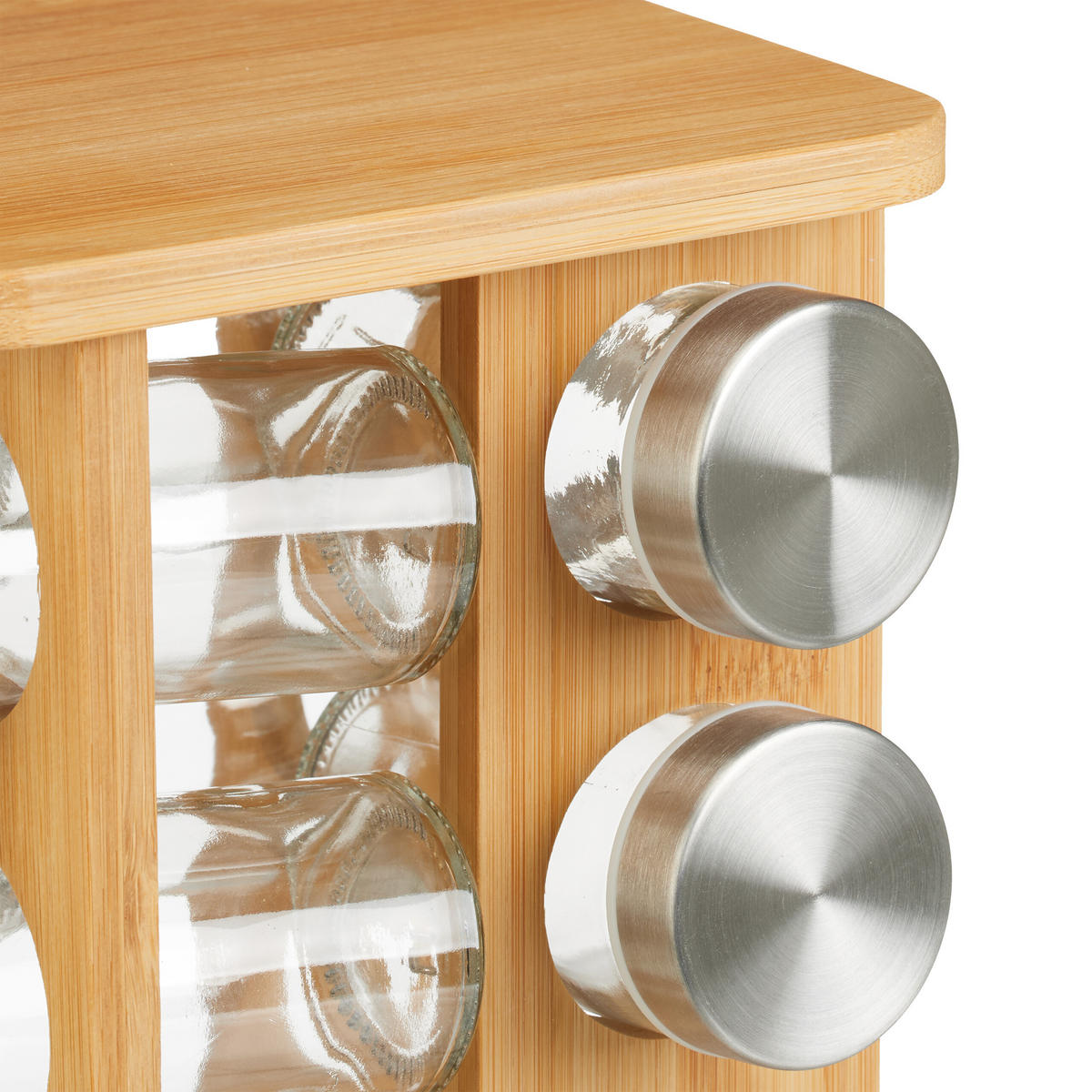 GEWÜRZKARUSSELL - Transparent/Multicolor, Glas/Holz (17/27/17cm) - Relaxdays