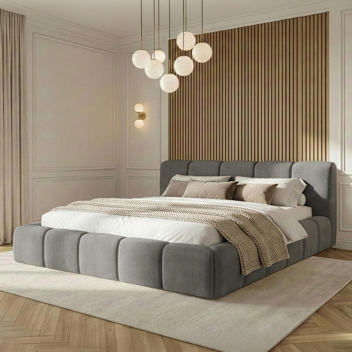 POLSTERBETT OLMIRA - Dunkelgrau/Schwarz, Holz/Holzwerkstoff (202/203cm) - KONSIMO®
