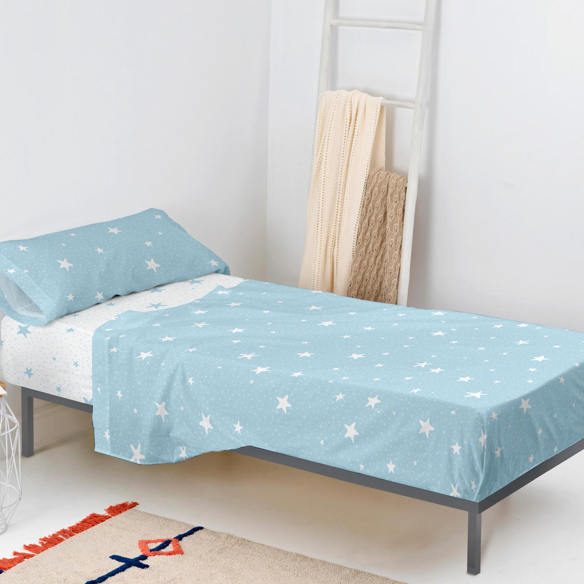 BETTWÄSCHE 2er-Set teiliges little star 180x270 cm blau - Blau, Textil (180/270cm) - Happy Friday