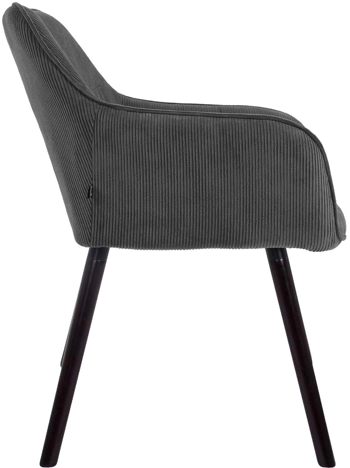 ESSZIMMERSTUHL Dunor Cord Dunkelgrau Schwarz Wohnzimmerstuhl - Dunkelgrau, Textil (65/82/64cm) - DELUKE