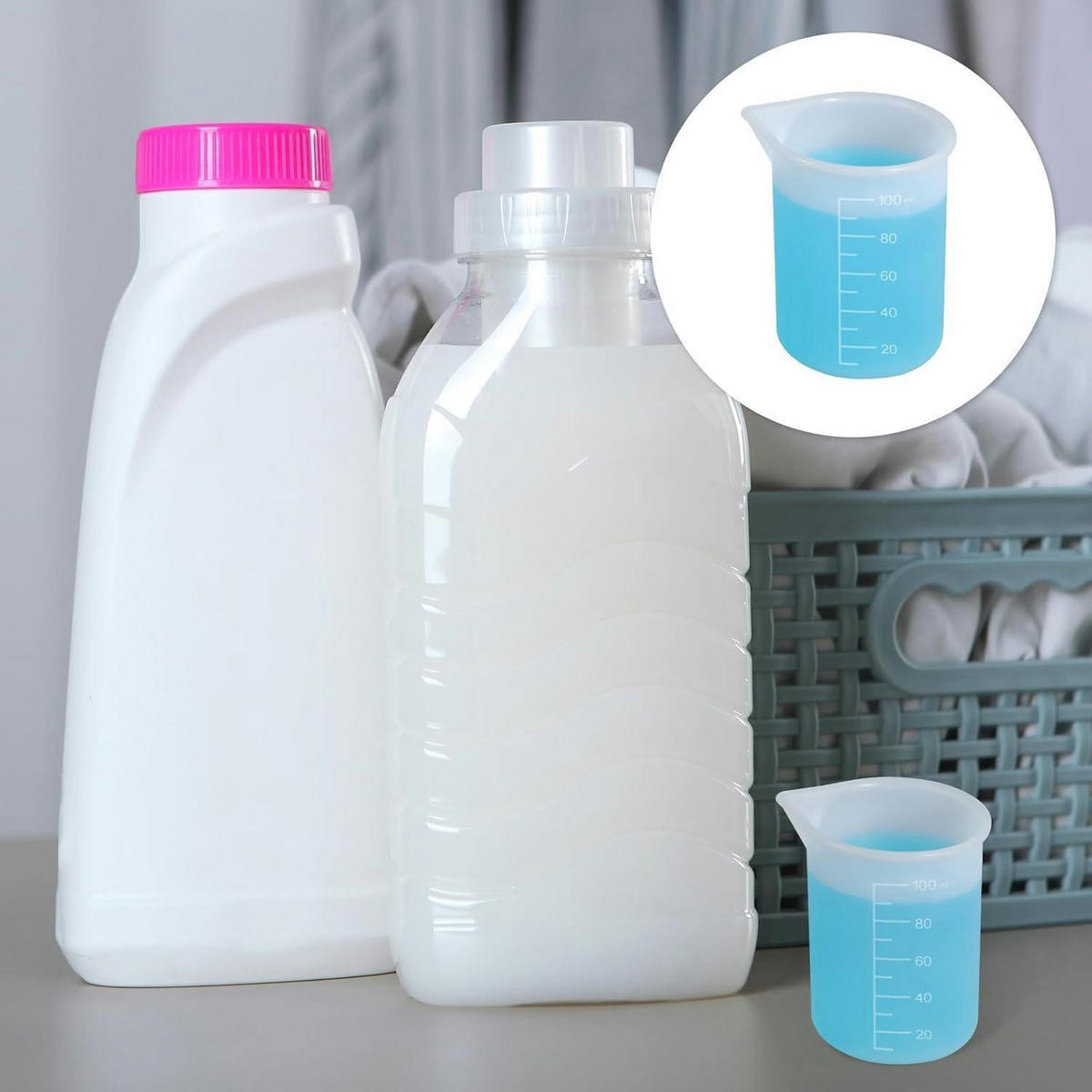 MESSBECHER 4er-Set Silikon 100 ml - Transparent, Kunststoff (0.1L)