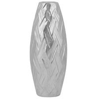 DEKOVASE Steinzeug silber Arpad - Silberfarben, Stein (33cm) - Beliani