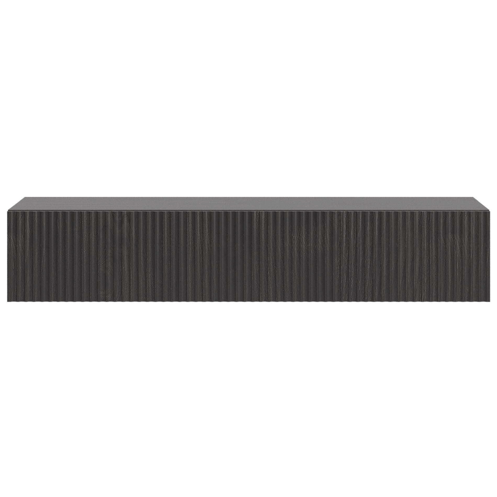 HÄNGEKONSOLE Nolie Holzoptik Esche Schwarz mit Schublade 90 cm - Schwarz, Holzwerkstoff (90/17/35.6cm) - Selsey