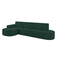 ECKSOFA mit Schlaffunktion Ottomane Links MARI L2-S 368X167X85 Grün Velours - Waldgrün/Schwarz, Holzwerkstoff/Kunststoff (368/167cm) - ALTDECOR