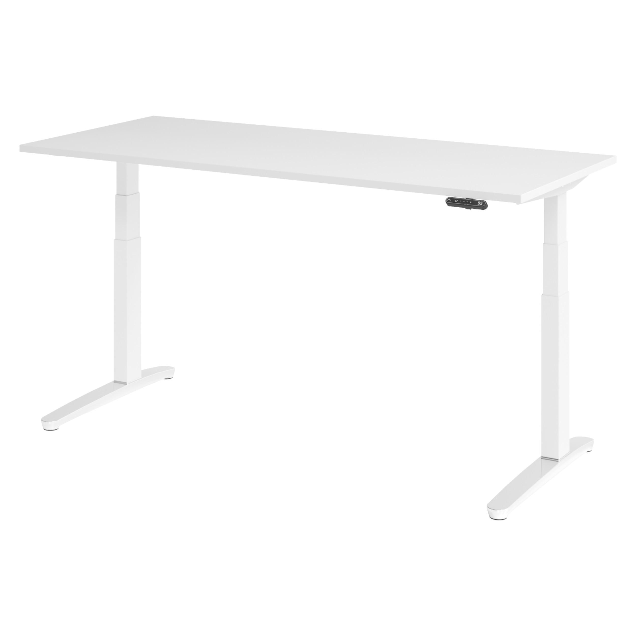 SCHREIBTISCH elektrisch XBHM 80/180/74 cm in Weiß/Weiß/Alu poliert - Weiß, Holzwerkstoff (80/180/74cm) - bümö