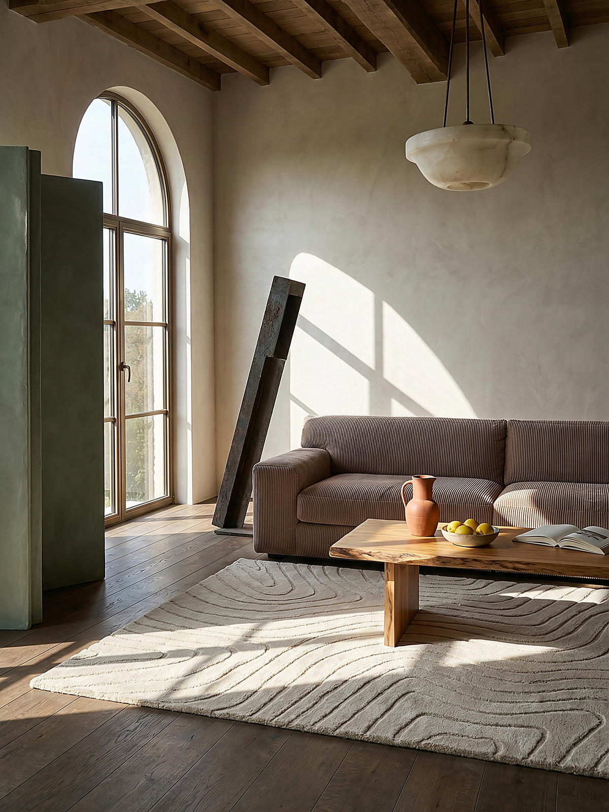 WOLLTEPPICH Wellen Abstrakt, Wohnzimmer Beige Rechteckig 200x290 - Beige, Textil (290/200cm) - KADIMA DESIGN