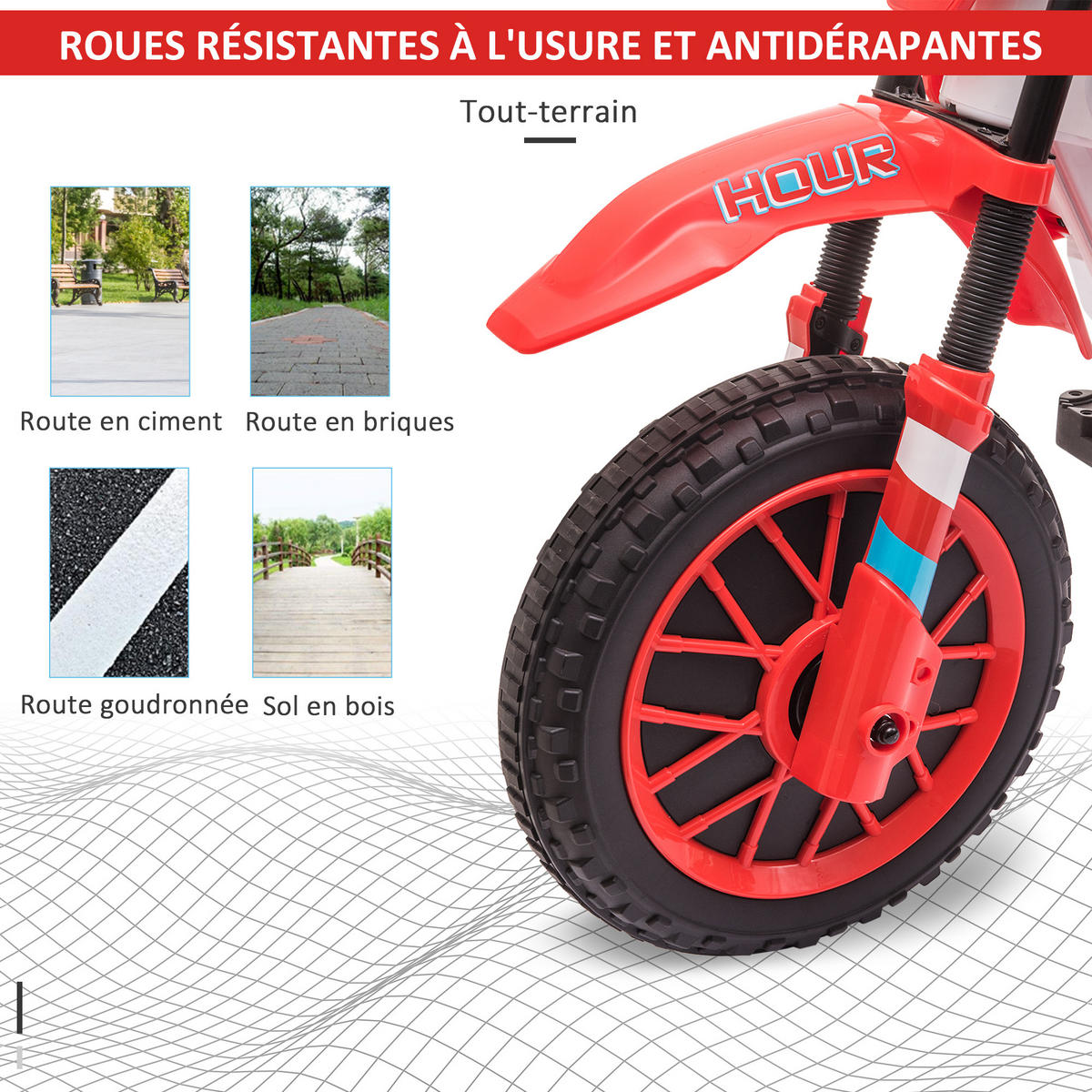 ELEKTRO-MOTORRAD DE-12994 abnehmbare Stützräder Rot - Rot, Kunststoff (106.5/51.5/68cm) - ComfortXL