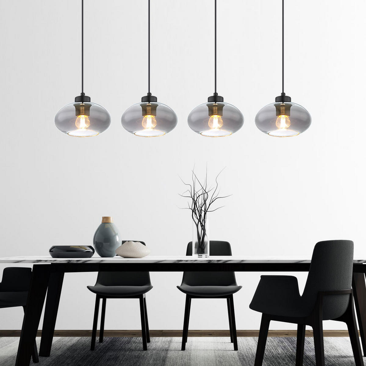 LED HÄNGELEUCHTE Metall Glas Grau Rauchoptik - Grau, Glas (96/18/120cm) - Globo Lighting