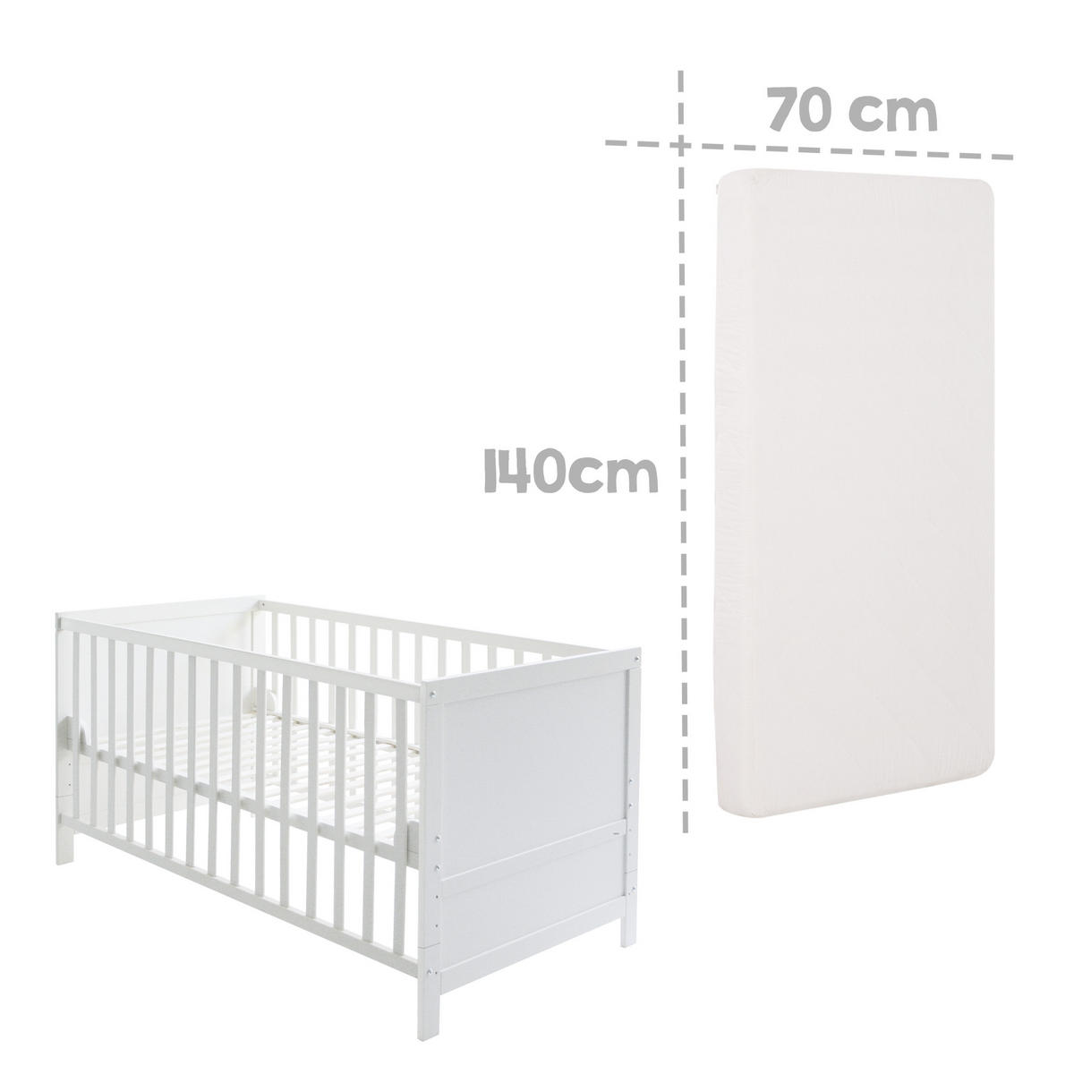 BABYBETT Sternenzauber 70 x 140 cm - Weiß, Holzwerkstoff (70/140cm) - Roba