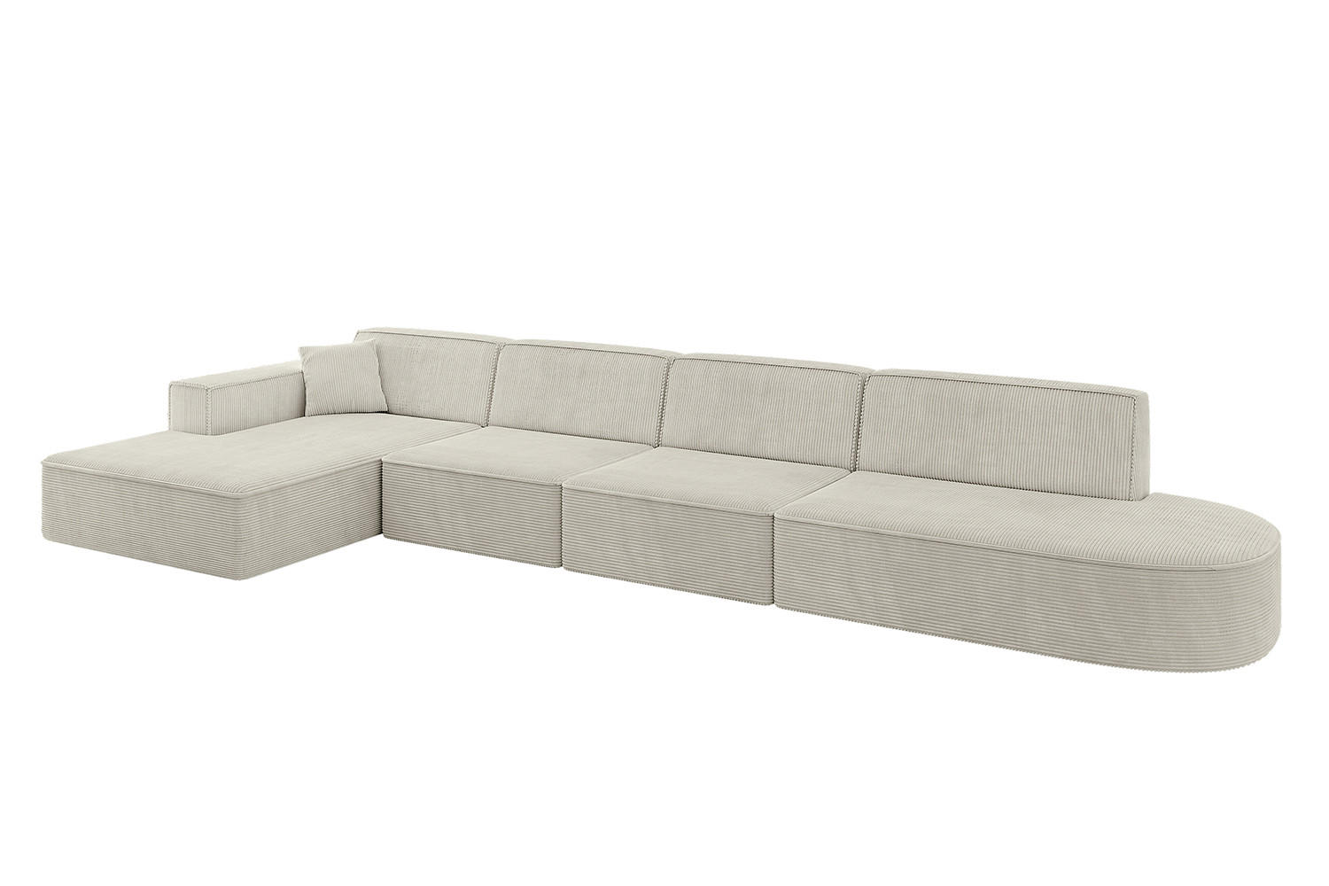 ECKSOFA Ottomane Links IREA-L3-v4 - 412x165x77 cm Hellgrau - Ecru/Champagner, Holzwerkstoff/Textil (412/165cm) - ALTDECOR