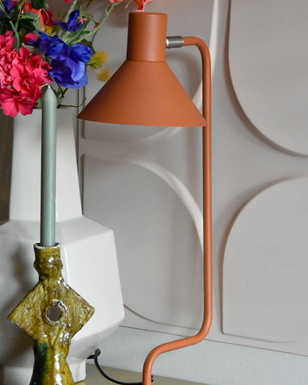 STOLNÍ LAMPA Rimava 17/17/51 cm - pomerančová, kov (17/17/51cm) - Beliani