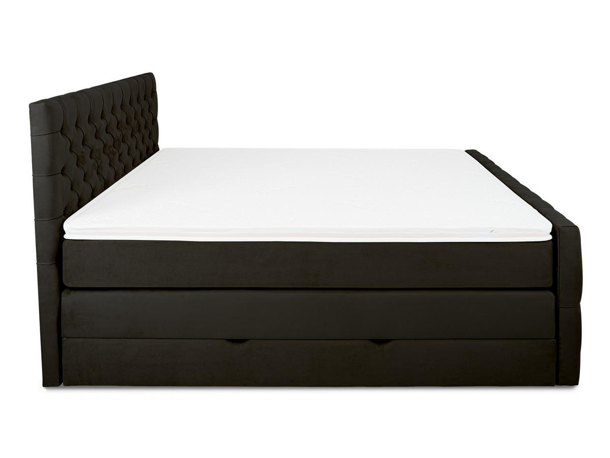 BOXSPRINGBETT Victoria Schwarz 200 /200 cm H2/H3 Samt - Schwarz, Textil (200/200cm) - wonello