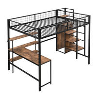 HOCHBETT 140x200cm mit Einbauschrank in schwarz - Schwarz, Metall (140/200cm) - KOMHTOM