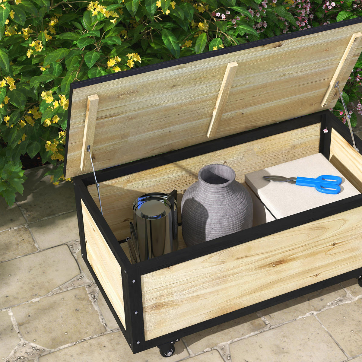 GARTENBOX, Tannenholz, Naturholz - Naturfarben, Holz (50/43/100cm) - Outsunny