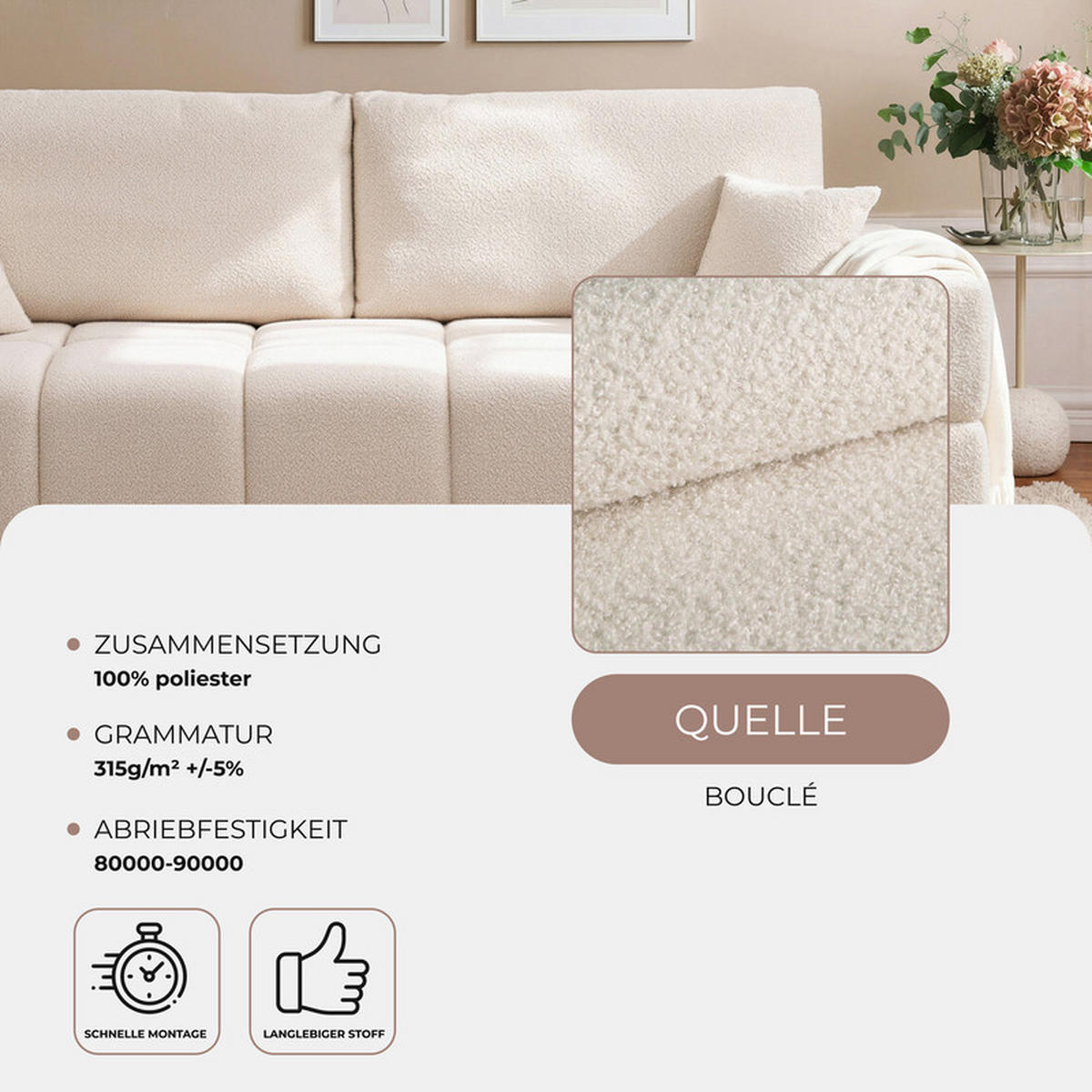SCHLAFSOFA BUENO mit Bettkasten Creme - Creme, Holzwerkstoff/Kunststoff (245/85/93cm) - Idohome