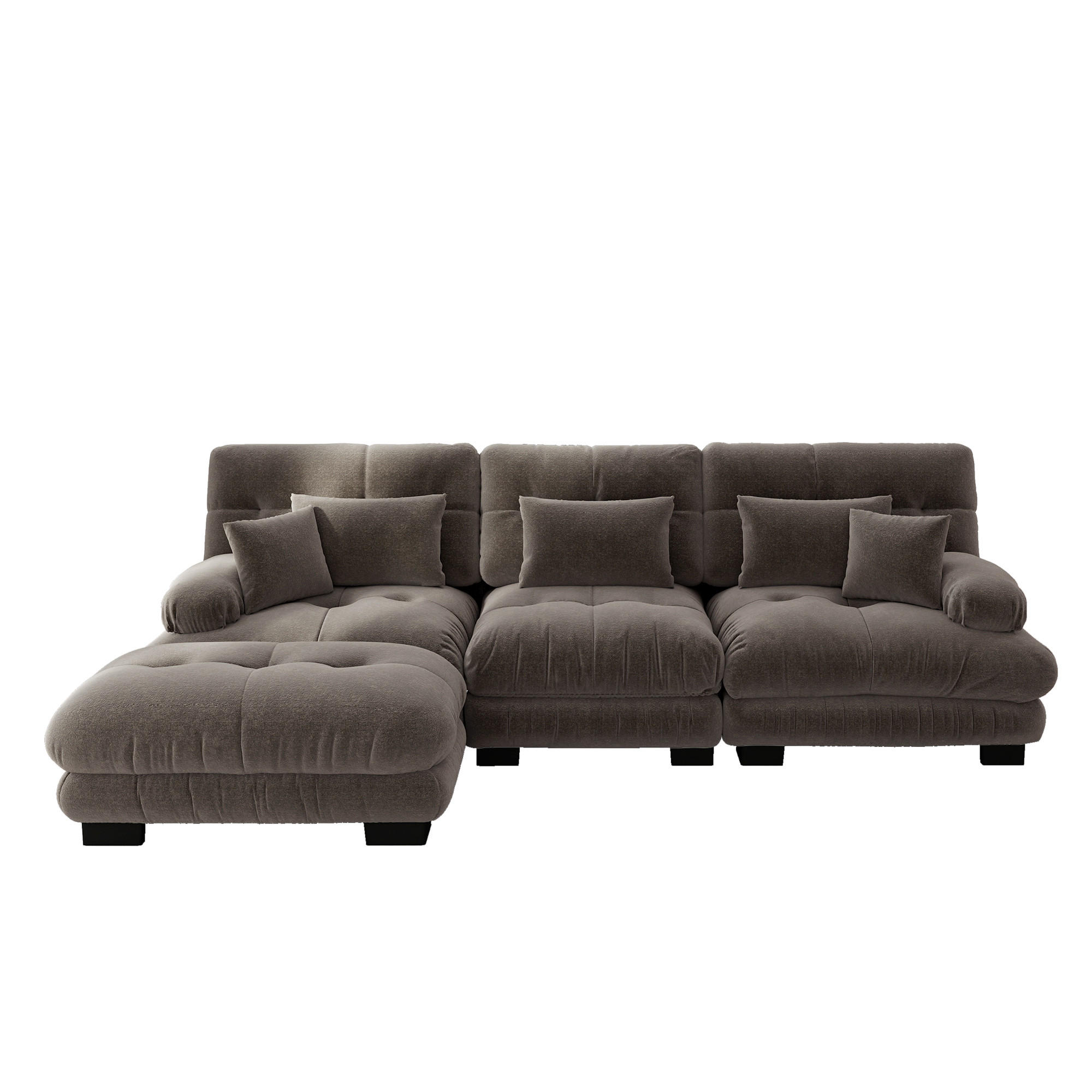 L-FÖRMIGES ECKSOFA Braun 313/145/81 cm 3-Sitzer Modular mit Hocker - Braun, Textil (313/145cm) - PANGIVO