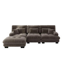 L-FÖRMIGES ECKSOFA Braun 313/145/81 cm 3-Sitzer Modular mit Hocker - Braun, Textil (313/145cm) - PANGIVO